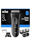 Braun Serie 3 Elektrorasierer, 3 flexible Klingen, MicroComb Hochleistungs-Barttrimmer-Zubehör, Trockenrasierer für Männer, hergestellt aus