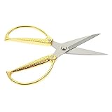BEBEMOKO Fischschere Küchenschere Schere mit Fischmusterdesign schwere Schere Fleischschere Scherenküche praktische Schere Edelstahlschere Griff aus Zinklegierung Golden