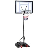 Yaheetech Basketballkorb mit Rollen Basketballständer Basketballanlage Standfuß mit Wasser oder Sand Höheverstellbar 219 bis 279 cm, Schwarz, Nylon