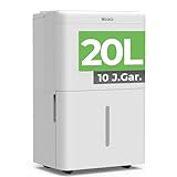 Woleix Luftentfeuchter elektrisch 20L, Entfeuchter elektrisch für Keller, Raumentfeuchter elektrisch 39dB für Räume bis zu 150m³/50m², mit Timer, Filter und 1M Ablaufschlauch, 10 J. Gar.