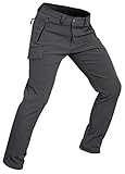 Wespornow Herren Wanderhose Wasserdicht Softshellhose Outdoorhose Thermohose Winddichte Skihose Warm Gefüttert Trekkinghose Schneehose für Skifahren, Hundesport und Klettern (Grau, L)