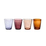 LEONARDO HOME BURANO Trinkglas • 4er Set • 330 ml • Buntes Gläser-Set • Schaumglasoptik • Wasserglas • Softdrinkbecher • Warmer Farbmix • Spülmaschinengeeignet • Alltagstaugliches Design • 055289