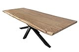 SAM Esstisch 260 x 100 cm Cali, Baumkantentisch naturfarben, Akazienholz massiv, Spider-Gestell aus Metall Schwarz, aufgedoppelte Kanten 25+25 mm
