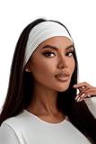 BODYA.EU Stirnband Damen Breite Elastische Weiche Haarband Haarreifen Banda Nero Schwarz (white, Einheitsgröße)