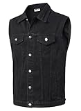 KTWOLEN Herren Jeans Weste Vintage Denim Weste Casual Jeansweste Kutte Retro Bikerweste Outdoor Motorradweste Freizeit Ärmellos Jeansjacke für Männer, Schwarz, 4XL