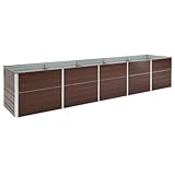 Blumenwanne Pflanztisch Balkonschrank Blumenkasten Hochbeete für Garten Garten-Hochbeet Verzinkter Stahl 400x80x45 cm Braun Geeignet für Gartenbalkone im Freien