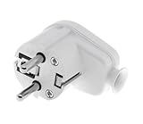 KEL Winkelstecker Uni Schuko 16A / 250V - Stecker, Schutzkontaktstecker IP20 Stromstecker, Uni Schukostecker aus Kunstoff, weiß