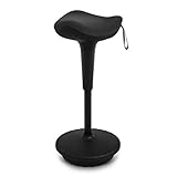 IWMH Ergonomischer Arbeitshocker, Hochverstellbare Stehhilfe, Atmungsaktiver Sitz-Steh-Hocker 360° Drehbar, Ergonomische Stehhocker Büro, Grau (Schwarz)