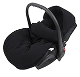 BabyLux Fußsack 90cm für Babyschale, Kinderwagen & Buggy, Minky, ideal für Frühling, Sommer Herbst &, warm & weich Kinderfußsack (Musselin - Schwarz)