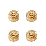 DIAO79NI Metrische Grobgerändelte Geschwindigkeitsknöpfe für Epiphone Les Paul SG E-Gitarre, 18 Verzahnungen, Gold/Weiß, 4 Stück