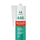 RAMSAUER 445 Stein + Sanitär - 310ml Kartusche (Transparent), geruchsneutrales Silikon für Stein & Fliese, Sanitärbereich, Küche & Reinräume, hervorragende Haftung, schimmelresistent