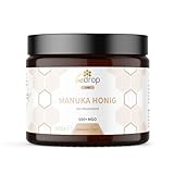 bedrop Manuka Honig mit MGO 500+ 600g XXL Glas - 100% echter Premium Manukahonig aus Neuseeland mit zertifiziertem Methylglyoxal Gehalt (Analyse-Zertifikat)