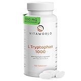 L-Tryptophan - L Tryptophan hochdosiert 1000mg je Tablette (120 vegane Tabletten) - Aminosäure aus pflanzlicher Fermentation - ohne unerwünschte Zusätze, glutenfrei und laktosefrei - vitaworld