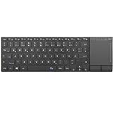 Rii Kabellose Tastatur mit Touchpad, Wireless Keyboard, Deutsche QWERTZ-Layout, Tastatur Kabellos für Laptops, Desktops, Smart-TVs, Tablets, Schwarz (2.4G+BT)