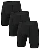 Niksa 3er Pack Herren Kompressionsshorts,Schnelltrocknendes Baselayer Unterhose Tights Kurz hochwertig Schwarz L