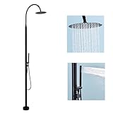 LMXRYPD Doppelfunktions-Außenduschen-Set mit 25 cm Regendusche, Garten Dusche Outdoor, Handbrause, Ideal für Pool, Badezimmer Oder Garten, Edelstahl 304(Black)