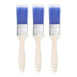 sourcing map 3 x Malerpinsel, 3,8 cm, flache Maler- und Splitterpinsel mit Holzgriff, für Heimwerker, Malerei, flache Kunst, Möbel, Zäune, Deck, Wand, Zierleiste, Blau