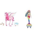 Barbie Ein Verborgener Zauber Pegasus & Dreamtopia Rainbow Magic Mermaid, Meerjungfrau mit Regenbogenhaaren