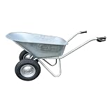 Kelberg Schubkarre Agro 130L – 2-Rad – verzinkte Stahlmulde – stabile BAU-Schubkarre – 200 kg Traglast – für Garten, Hof & Baustelle 400-8 4PR Rad Silber