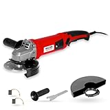 WALTER Winkelschleifer 1200W, 125mm, schwarz/rot, Zusatzhandgriff in 3 Positionen montierbar, Schnellverschluss, Drehzahl elektronisch regelbar
