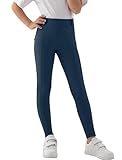 MoFiz Kinder Reithose Mädchen Vollbesatz mit Silikon Kinder Reitleggings mit Reißverschlusstasche Blau 140-158