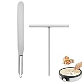 2 Stück Crepes Verteiler,Crepes Wender Edelstahl,Crepes Maker Zubehör,Für Zuhause Küche Backen Kochen Backwerkzeuge Crepes Zubehör,für Werkzeug Zum Kuchendekorieren (Spachtel+ Teigverteiler)
