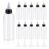 Swpeet 15Pcs klare Spenderflaschen mit kleinen Trichtern Kit, 4oz Boston LDPE Plastikflasche, 100ML leere Squeeze Dropper Flaschen mit Twist Top Cap Kit für Tintenöle Flüssigkeiten, Kunststoff Squeeze