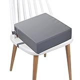 Sitzerhöhung Stuhl Kind, Tragbare Waschbar Zerlegbar PU Flexible Sitzerhöhung Stuhlerhöhung Kinder mit 2 Sicherheits Schnalle Rutschfeste Sitzkissen Stuhl Boostersitze für Zuhause Unterwegs(Grau)