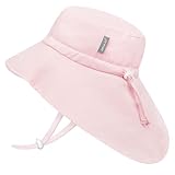 Jan & Jul Mädchen Schnell trocknender Sonnenhut mit Nackenschutz für Schwimmen, größenverstellbar für Babys (S: 0-6 Monate, Zartrosa)