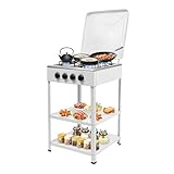Mqwdxzfes 4-Flammiger Rechteckig Gasherd, Freistehender Gaskocher mit Doppelten Ablageflächen, Leichter Standherd, Gaskochfeld Campingkocher für Camping Outdoor Wohnmobil, 57x51.5x23cm