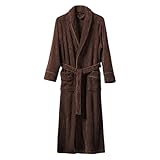 Generisch Reisebademantel Herren Kuschelig Einfarbig Robe Zum Schnüren Schnelltrocknend Saugstark Bathrobe Dicke Morgenmantel Flauschig Premium Reisebademantel Lose Lässig Robe01