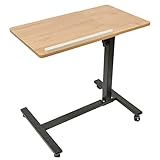 Beistelltisch Mit Rollen, Höhenverstellbarer Pflegetisch, Computertisch, Laptoptisch, PC Tisch für Büro, Betttisch Pflegebett, Schreibtisch (Holz 60.34.5.58/90cm)