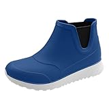 Gummistiefel für Damen und Herren, knöchelhoch, kurze Chelsea-Stiefel, wasserdicht, Regenstiefel, Garten-Gummistiefel, Blau4, 38.5 EU