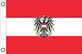 Österreich Adler Flagge Fahne | 150 cm x 90 cm / 90 x 150 cm | Wetterfest & Langlebig | Polyester mit zwei Ösen