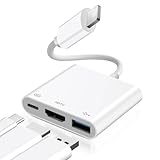 [Apple MFi-Zertifiziert] Light-ning Digital AV Adapter Hub for iPhone iPad, 3-in-1 Light-ning Hub with HDMI Output, USB OTG & Charging Port, Supports Video, Apps, Photos, Games, Screen Mirroring