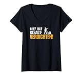 Damen Bauarbeiter Bier Spruch Chef hat gesagt verdichten Bau T-Shirt mit V-Ausschnitt