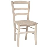 Fitwish Stuhl Paesana aus massivem Buchenholz, unbehandelt, zum Lackieren, für Haus, Küche, Garten, Restaurant