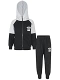 Sinleey Kinder Jungen Trainingsanzug 2-teiliges Sportset Kapuzenjacke Und Jogginghose Casual Herbst Frühling Sportanzug Schwarz 146-152