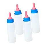 CIYODO 4 Stück Teiliges Set Kleine Aufzuchtflaschen für Lämmer und Kleine Tiere Milchflasche mit Verlängertem Sauger Handbetriebene Futterflasche für Ziegen Schafe und Kälber