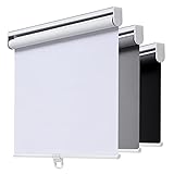 AOSKY Rollo ohne Schnur, Verdunkelungsrollo für Fenster, Raumverdunkelung, mit Federsystem, UV-Schutz, Fenstersichtschutz, Türrollo für Zuhause, Büro (104,1 cm B x 182,9 cm H, Weiß)