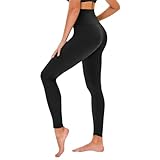 TNNZEET High Waist Leggings Damen Elastische Leggins Weiche Sporthose für Sport Gym,Schwarz,XXL