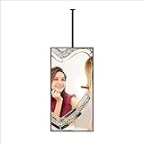 ZHANGXAO Hängespiegel, HD-Kosmetikspiegel mit an der Decke montiertem Ausleger, dekorativer Wohnzimmerspiegel mit schwarzem Metallrahmen für Badezimmer, Eingangsbereich, Schlafzimmer, Kommoden, Verst