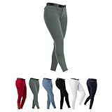 RIDING WORLD - Reithose für Mädchen & Jungen Alexandrie | Reiterhose mit Kniebesatz aus Stoff | mit Eingrifftaschen vorn | Reitleggings in Grün | Kinder Reitbekleidung in Größe 164