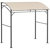 Outsunny Grillpavillon, Grillüberdachung, Regenschutz, UV-beständig, Gartenpavillon mit Haken, Stahlrahmen, Polyester, Beige+Schwarz, 215 x 150 x 220 cm