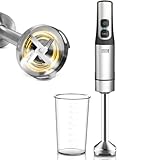 LEBENLANG 1500W Stabmixer Edelstahl - Inkl. 800ml Messbecher & Spritzschutz I Stufenlos verstellbar & Turbo I Pürierstab Zauberstab Mixer Mixstab Elektrische Hand Blender Purierstabmixer Pürierstäbe
