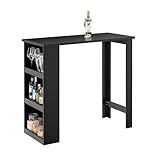 SoBuy FWT17-SCH Bartisch schwarz Küchentisch mit 3 Regalfächern Stehtisch Tresen Theke, BHT ca.: 112x106x57cm