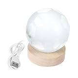WOONEKY Fußball Kristallkugellampe mit LED Holzsockel USB Nachtlicht für Kinderzimmer Vielseitige Beleuchtung für Einzigartiges Design und Lebendige Lichteffekte