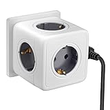 Power Steckdosenwürfel, Steckdosenadapter Steckdosenleiste 3680W, Mehrfachsteckdose Steckdose Cube mit Kabel, Mehrfachstecker Cube Ladegerät für Büro Hause