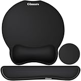 Gimars 3 PCS Ergonomisches Mauspad mit Gelkissen, XL Handballenauflage Tastatur mit Untersetzer, Mousepad mit Handauflage, Wasserdicht Mouse pad für Computer und Laptop, Schwarz