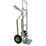 TRUTZHOLM Aluminium Sackkarre mit Treppenrutsche 200 kg Stapelkarre Transportkarre Alu Klappbare Ladefläche Sicherheits-Haltegriffe (200kg | Lufträder)
